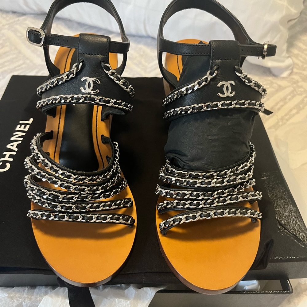 Chanel wedge sandals